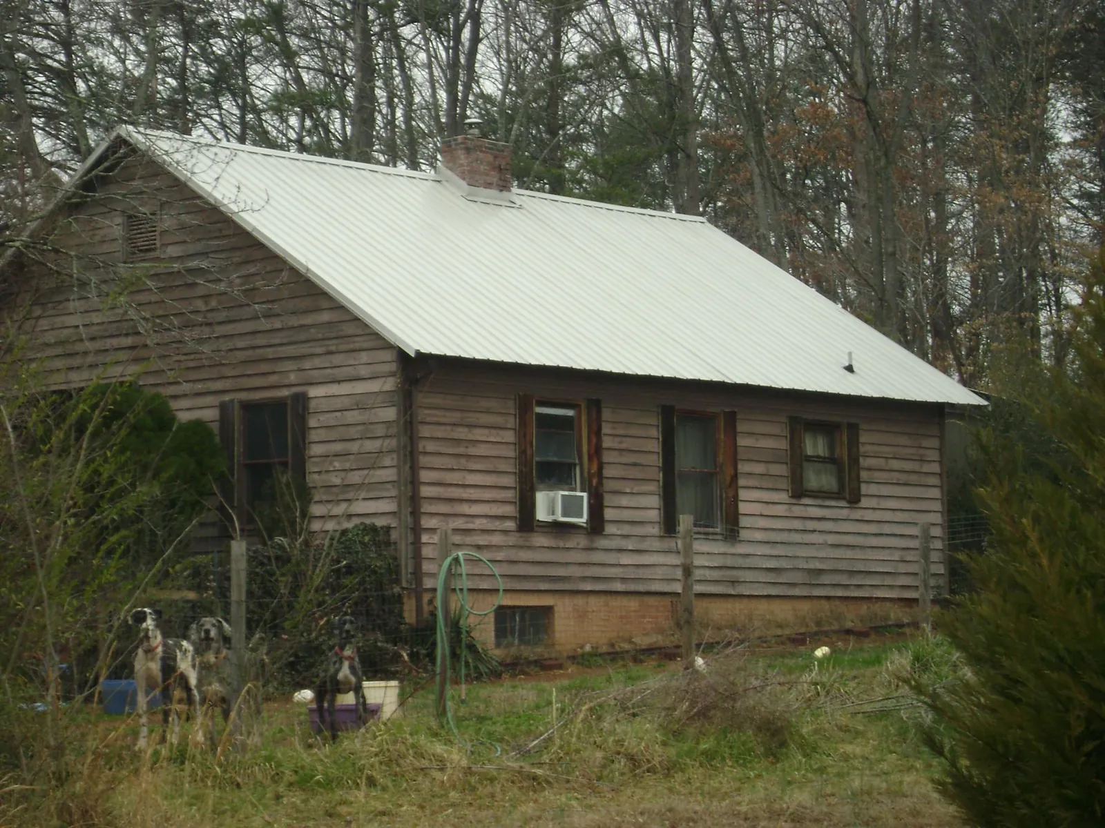 White metal roof on an old wood sided farmhouse, from a Metal Roof Installation job in Royal City